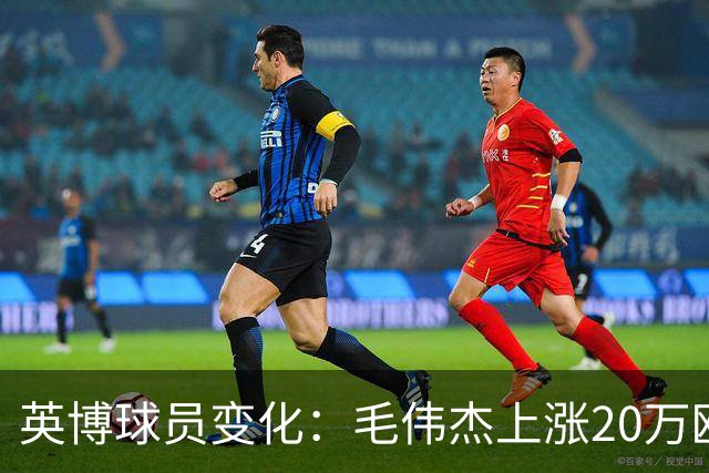 英博球员变化：毛伟杰上涨20万欧吕焯毅上涨5万欧，五外援均下跌
